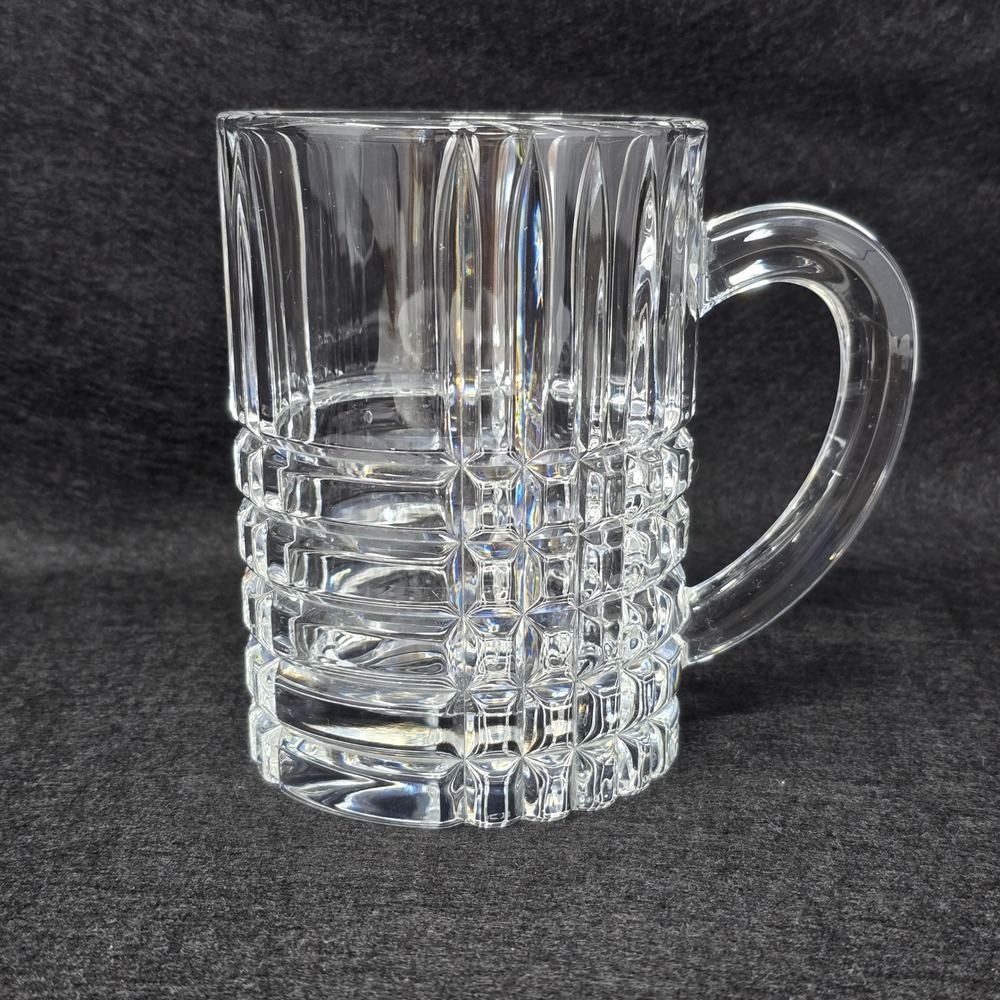 Tiffany & Co Crystal Plaid Beer Mug Stein Clear Cut Glass 16 oz